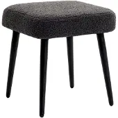 MODFU Fußhocker Polyester in Dunkelgrau mit Stahlbeinen, 42x42x47 cm, weich gepolstert