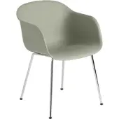 Muuto Fiber Armchair, tube base, dusty green / chrome