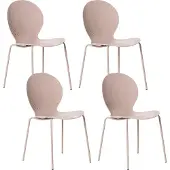Beliani Gartenstühle 4er Set Beige Kunststoff Indoor Outdoor Stapelbar Ohne Armlehnen Moderner Stil Esszimmerstühle Plastikstühle