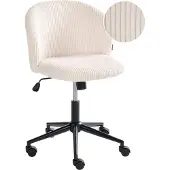 Beliani Bürostuhl Cremeweiß Cord Drehbar Höhenverstellbar Modernes Design Retro Stil Schreibtischstuhl Computerstuhl für Homeoffice Büro Arbeitsplatz