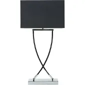Beliani Tischlampe Silber Metallfuß Stoffschirm Schwarz langes Kabel mit Schalter Modern Minimalistisch