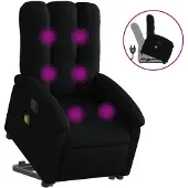 vidaXL Massagesessel mit Aufstehhilfe Schwarz Stoff
