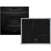 Siemens Set PQ223IA00Z Pyrolyse Backofen Deep black inox HB271ABB3 + Induktionskochfeld autark EH64KBFB5E