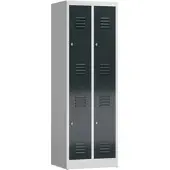 MR-Shop MR-Garderobenschrank doppelstöckig, lichtgrau / anthrazitgrau