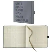 Lediberg Notizbuch »gute Ideen« kariert Sonderformat 240 Seiten grau, 17.5x17.5 cm