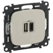 Legrand 754966 Valena Allure 2XUSB A+C 2-modulig 3A Farbe: Mandelweiß