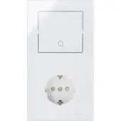 Kopp 851512011 HKi8 - Kombination Schalter-Schutzkontakt-Steckdose, eckig, Farbe: weiß