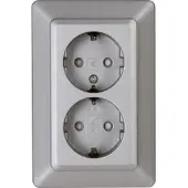 Kopp 927720003 HK02 - Schutzkontakt-Steckdose, 2-fach, Komplettgerät, Farbe: stahl