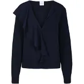 MADELEINE Langarmbluse "Hemdbluse Volantbluse mit Rüschendetails" Bluse mit einseitiger Rüsche am V-Ausschnitt