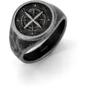 FYNCH-HATTON Fingerring "Schmuck Geschenk Edelstahl Ring The Antique Explorer Kompass" Gr. 64, braun (antikfarben), Fingerringe, Herren, 64, Edelstahl, 5mm, Fingerring