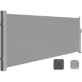 Songmics Seitenmarkise mit Stahl-Kasten, rostbeständig, ausziehbar, 140 x 300 cm, Sichtschutz, Sonnenschutz