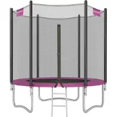 Songmics Trampolin outdoor, Ø 183 cm, schwarz/pink, mit Netz & Leiter, bis 100 kg