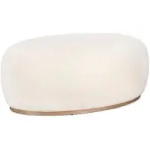 Bizzotto Pouf Blerina aus Woll-Stoff, klassischer Stil, weiß, gepolstert, Gestell in Naturholz