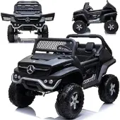 Lean Sport Doppeltes Elektroauto für Kinder Mercedes Unimog 4x4, schwarz