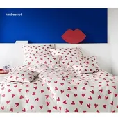 Elegante Bettwäsche Cherie - 155x220 cm + 40x80 cmhimbeerrot