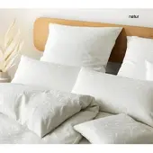 Elegante Mako-Satin Bettwäsche Muriel natur 135x200 cm + 40x80 cm