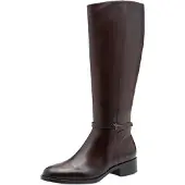 Tamaris Stiefel , Damen, Gr. 40, Normalschaft, dunkelbraun, Leder, unifarben, Schuhe Stiefel, Blockabsatz, Langschaftstiefel mit T-Logoelement