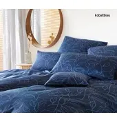 Elegante Bettwäsche Floral - 155x220 cm + 80x80 cmkobaltblau