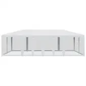 Syfax Partyzelt mit 12 Mesh-Seitenteilen Weiß 8x4 m HDPE