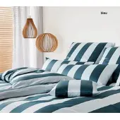 Elegante Bettwäsche Night Stripe - 155x220 cm + 40x80 cmblau