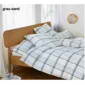 Elegante Bettwäsche Samsö - 135x200 cm + 40x80 cmgrau-sand