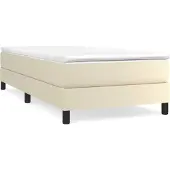 vidaXL Boxspringbett mit Matratze Creme 100x200 cm Kunstleder