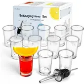 Wisefood Shotgläser Set 12 Gläser inklusive Ausgießhilfe