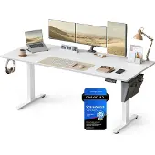 Songmics Höhenverstellbarer Schreibtisch elektrisch 180 x 80 cm wolkenweiß LSD138W01