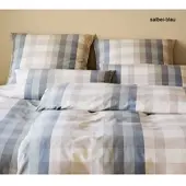 Elegante Soft-Flanell Bettwäsche Glasgow salbei blau 155x220 cm + 40x80 cm - beige;blau;grün