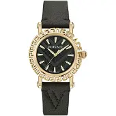 Versace VE6D00223 Greca Glam Gent gold schwarz Leder Herren Uhr NEU