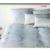 Elegante Mako-Satin Bettwäsche Spätzchen - 135x200 cm + 40x80 cmrauchblau