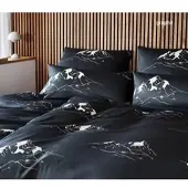 Elegante Mako-Satin Bettwäsche Mountain Top - 155x220 cm + 40x80 cmgraphit