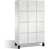 C+P Schließfachschrank Cambio, 3 Abteile, 12 Fächer, auf Füßen, B 1200 x T 525 x H 1980 mm, lichtgrau