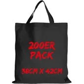 TEXXILLA Baumwolltasche Mehrpack Classic mit zwei kurzen Henkeln, Schwarz, schwarz