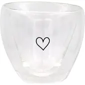 Eulenschnitt doppelwandiges Glas Herzglas transparent Inhalt 200 ml 10.4 cm