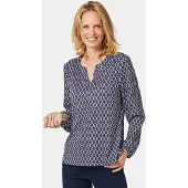 Goldner Jerseybluse Damen blau bedruckt, 38 771813-0001-00380