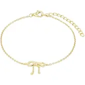 Amor Armband "Schmuck Geschenk, Schleife", gelbgoldfarben, Armbänder, Damen, 20cm, Silber 925 (Sterlingsilber), Armband