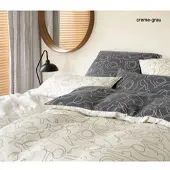 Elegante Mako-Satin Bettwäsche Cats - 155x220 cm + 40x80 cm creme-grau
