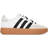 Adidas Damen Schnür-Halbschuhe aus beschichtetem Leder und Wildleder, Braun Schwarz, Flach