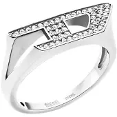 Diesel D Logo Silver Stainless Steel Ring DX1629040