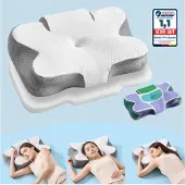 Songmics Ergonomisches Nackenkissen aus Memoryschaum wolkenweiß-Taubengrau TBP051GZ02