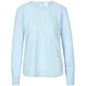 MADELEINE Langarmbluse "Leinenbluse Blusenshirt mit feinen Biesen", Damen, Gr. 36, blau (himmelblau), Obermaterial: 100% Leinen LI., Modern, schmal, Blusen Langarmbluse, Feine Biesen