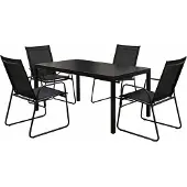 Mojawo 5tlg Gartengarnitur Gartenmöbel Glastisch 150x80cm 4 x Stuhl