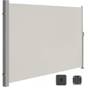 Songmics Seitenmarkise, Sichtschutz, ausziehbar, 200 x 300 cm, aus 220 g/m² Polyester, Sonnenschutz, blickdicht, Seitenrollo, für Balkon, Terrasse, Garten, beige GSA200K02