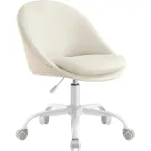 Songmics Homeoffice Stuhl höhenverstellbar mit gepolstertem Kissen cremeweiß OBG020WD01