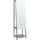 En.casa Garderobenspiegel 2-in-1 'Klilbojle' Ganzkörperspiegel mit Kleiderstange und 2 Ablagen Metall 160 x 40 x 35 cm Schwarz