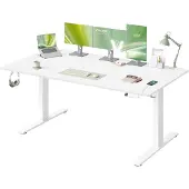 Vasagle Höhenverstellbarer Schreibtisch mit USB Anschluss und Speicherfunktion Mattweiß LSD148WZ02