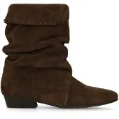 Manfield Dunkelbraune Veloursleder-Stiefeletten | Größe 38
