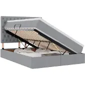 vidaXL Aufbewahrungsbett mit Matratze Hellgrau 140 x 190 cm Stoff
