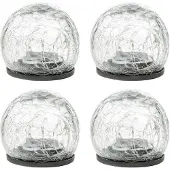 Huismerk 4er Set LED Solar Crackle Glas Lampen Solarbeleuchtung mit Erdspieß 70395
